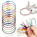 XINCHENG 10 Pcs Wire Keychain Cable, Large Keyring Hoop, Stainless Steel Wire Keychain, Coated Key Ring Hoop for Hanging Keyrings Luggage Tags ID Tags Keepers