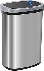 FDW Garbage Can 13 Gallon 50 Liter Kitchen Trash Can for Bathroom Bedroom Home Office Automatic Touch Free High-Capacity with Lid Brushed Stainless Steel Waste Bin