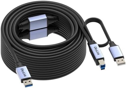 OkyLink USB 3.0/3.2 Gen1 Printer Cable, 100ft Active Extension, USB A to B, 5 Gbps, Scanner Compatible, Gray