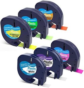 6 X Fluorescent Label Tape Replacement for Dymo Letratag Refills 12mm x 4m Color Combo LT Label Maker Tape Compatible with Letra Tag LT-100T LT-100H QX50