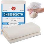 J. Adler Grade 90 CheeseCloth, 45 Sq Feet | 100% Natural Unbleached Cotton Fabric, Reusable | Food Grade Cheese Cloth for Cooking, Baking, Straining, Basting, Making Cheese, Decoration and More (5 Sq Yards)