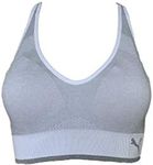 PUMA Women's Seamless Sports Bra Removable Cups - Adjustable Straps Moisture Wicking (2 Pack) (White-Black, XS/XS)