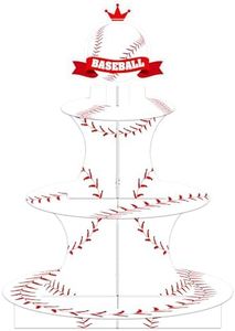 Baseball Birthday Decorations 3 Tier Baseball Theme Cupcake Stand Baseball Modeling Dessert Display Tower Holder Cupcake Serving Stand for Baby Shower Party Supply Baseball Party Supply