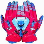 PLAYUER Alien Football Gloves with GripPro Technology Extra Tacky Youth Football Gloves Silicone Palm Receiver Lightweight, Perforated and Skin fit Stylish Kids Football Gloves