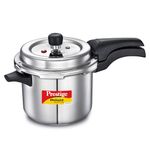 Prestige Svachh Deluxe Alpha Induction Base Outer Lid Stainless Steel Pressure Cooker | Deep Lid controls spillage | 3.5 Litres | Silver | Pressure Indicator | Straight Wall | Gasket-Release System