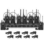 D Debra Audio AU800 Pro UHF 8 Channel Wireless Microphone System with 8 Cordless Bodypack Mics, Metal Receiver, Ideal for Karaoke Church Party (With 8 Bodypack)