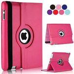 Vultic Rotating Case for iPad Pro 9.7 inch (2016), 360 Degree Stand [Auto Sleep/Wake] Flip Leather Smart Cover (Hot Pink)