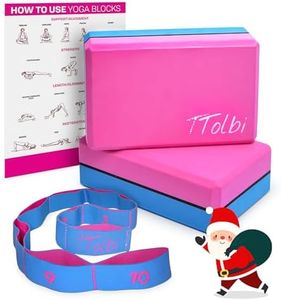 Yoga Blocks 2 Pack Kit with Dance Stretch Band & Guide: Non-Slip EVA Foam Block - Ideal Stretching Equipment for Home Workouts, Dance, Ballet, Gymnastics, Pilates, Exercise - Stretch Strap Stuff Props