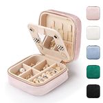 Etercycle Jewelry Box Organiser, Mini Velvet Jewelry Case with Mirror, Travel Jewelry Storage Box for Rings Earrings Necklaces Portable Jewellery Organizer (Pink)