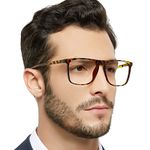 OCCI CHIARI Large Reading Glasses for Men Lightweight Mens Eye Glasses Rectangular Frame No Prescription Plastic Eyewear Nice Quality (Yellow Tortoiseshell,0)