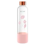 Rioware Purifa Borosilicate Glass Water Bottle With Silicon Sleeve (750Ml) | Airtight Lid | Leak Proof | Silicon Cap | Fridge Water Bottles For Home, Office & Gym -Pack Of 01(Pink)