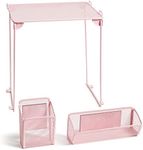 U Brands Blush Mesh Locker Organization Kit, Includes Magnetic Cup, Folding Shelf and Bin, 3 Pieces