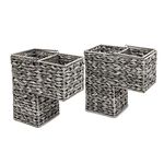 14.5" Plastic Wicker Storage Stair Basket Set With Handles by Trademark Innovations (Set of 2, Grey)