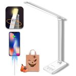 LED Desk Lamp, Cordless Table Lamp with USB Charging Port, 5 Colour Modes & 7 Brightness Levels, Night Light, Timer, Reading Lamp Battery Operated Desk Light for Home Office, Bedroom, Dorm (White)