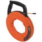 Klein Tools 56383 Fish Tape, Multi-Groove Fiberglass Wire Puller with Nylon Tip, Optimized Housing and Handle, 100-Foot x 0.182-Inch