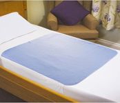 2 x Easy Care Solutions | Washable Bed Pad Protector | with Tucks/Flaps | 85 cm x 90 cm | 3 litres Absorbency | Reusable Blue Bed Pads