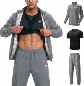HOTSUIT 3-Piece Sauna Suit for Men Dry Fit Shirt for Running, Grey, 4XL