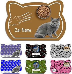 Custom Cat Food Mat Personalized Waterproof Dog Cat Bowl Mat for Food and Water with Photo, Portable Synthetic Leather Pet Placemat- Cat Pattern