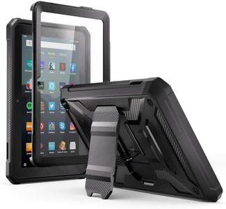 All-New Kindle Fire 7 Tablet Case (12th Gen, 2022 Release) - DJ&RPPQ Lightweight Armor Series Full Body Rugged Hands-Free Viewing Stand with Screen Protector for Amazon Fire 7 Kids Tablet - Black