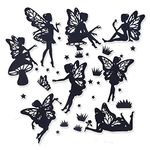 CrafTreat CTC070 Fairy Laser Cut Chipboard Embellishments for Crafting - Laser Cut Chipboard Fairies (Set of 8) - Size: 5.76X6 Inches - Fairy Silhouette Cutouts - Fairy Cutouts for Crafts