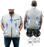 HNH Cooling Vest For Men and Women- Air Conditioning Fans, Heat Reducing Clothing, Unique Design Provides UV Protection, Silver Gray