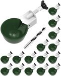 psarnuk Chicken Waterer Cups (16 Pack/Green) - DIY Automatic Large Chicken Water Feeder for Ducks Quail and Various Poultry Dispenser with Matching Drill, Double Rubber Ring, Not Leaking Wate