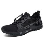 TANGYUGEN Water Shoes Men Women Outdoor Hiking Shoes Quick Drying Beach Aqua Shoes for Water Sport Diving Sailing Swim Travel Trailing Trekking Walking Climbing Sneakers Black