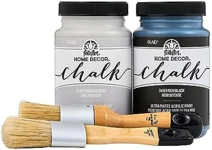 FolkArt Home Décor Chalk 8 fl oz Gray & Black Kit, Including 2 Ultra Matte 2 Piece, 96418 Paint and Brush Set