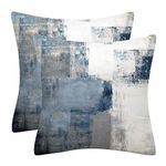 NVJUI JUFOPL Blue White Grey Abstract Art Pillow Covers, Double-Sided Printing Modern Decorative Throw Pillows Cushion Cases for Bedroom Sofa Livingroom 18x18 Inch Set of 2