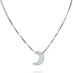 White Opal Moon Necklace Crescent M