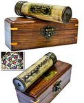 SAILOR'S ART Handmade Brass Kaleidoscope with Wooden Box - Vintage Look - Antique Finish - Kaleidoscope for Kids Friends Family Children - 3D Mirror Lens (Style 1)