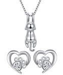 Wonvin Collection Womens 925 sterling silver 3D cute cat Lover Matte surface/smooth pendant necklace (Earrings+Necklace Set)