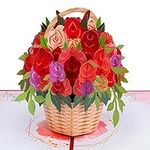 Paper Love Valentines Day Pop Up Card, 3D Love Basket - 5" x 7" Cover - Includes Envelope and Note Card