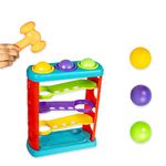 Ratna's Hammer Ball Knock Ball for Babies and Toddlers Pound and See The Balls roll Down The ramps Safe and Non Toxic for Infants - Multicolor