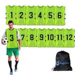 Augctoer Scrimmage Vest Sports Pinnies,Practice Vests,Team Practice Jerseys, Training Pennies for Sports Youth Adult 12pcs, Green, X-Large