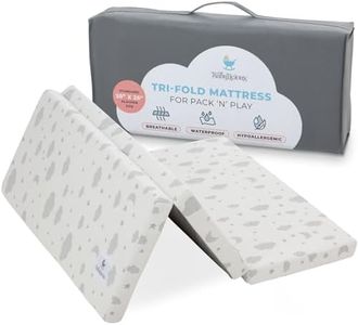 Waterproof Pack and Play Mattress Topper | 38" x 26" x 1.5" | Trifold Style - Breathable Soft Plush Foam - Portable Mattress Topper- Baby Foam Mattresses for Babies