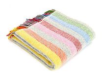 Tweedmill Textiles 100% Pure New Wool Rainbow Stripe Throw, Multi, 150x180cm,Grey