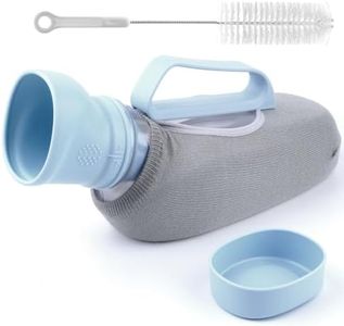 Urinal for Men/Women - 40oz/1200ml Large Capacity Leakproof Pee Bottle with Knitted Sleeve & Cleaning Brush, Portable Travel Urinals for Men/Women