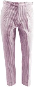 HBDesign Summer Pure Cotton Seersucker Slim Business Casual Men's Dress Pants Thin Striped Mid-Waist Handmade Pants Pink