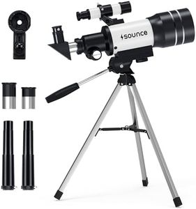 Sounce 70mm Astronomical and Sky Refractor Telescope with 150x Ultra Zoom Fully Coated Glass Optics Alt Az Mount compatible with 70mm Professionals to Explore Moon Planets Star Deep Sky Objects(Black)