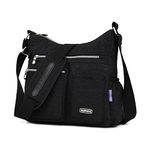 NOTAG Crossbody Bags for Women Waterproof Multi Pockets Handbag Shoulder Bag Lightweight Large Crossbody Bag Messenger Bag (Black)