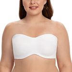 CASOLACE Women's Underwire Bandeau Minimizer Strapless Bras for Large Breasts White 32A