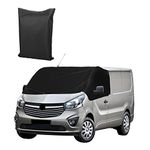 Front Windscreen Wrap Cover for Vauxhall Vivaro/Fiat Talento/Nissan NV300 Primastar/Renault Trafic 2014-2024, 600D Heavy Duty Black Sunshades Windshield Protector External Blackout Screen