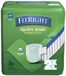 Medline FitRight OptiFit Ultra Adult Diapers, Disposable Incontinence Briefs with Tabs, Heavy Absorbency, XX-Large, 60"-69", 20 Count