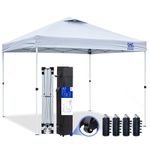 FANPAT 10x10 Pop Up Canopy Tent,300D Silver-Coating Top,1-Person Setup Pop Up Canopy Tent Instant Portable Shelter with 1-Button Push and Wheel Carry Bag, Bonus 8 Stakes and 4 Canopy Weights (White)