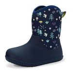 JAN & JUL Girls Insulated Waterproof Snow Boots (Navy Forest, Size 4 Big Kids)