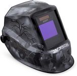 Jackson Safety Premium Auto Darkening Welding Helmet Mask with 3/10 Shade Range, 1/1/1/1 Optical Clarity, 1/25,000 response time, 370 Speed Dial Headgear, 6 Feet Under, Black/Grey/White Plaid, 47100