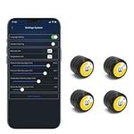 WISTEK Bluetooth Tire Pressure Monitoring System, with 4 External Sensors TPMS, 5 Alarm Modes and Real-time Displays Pressure and Temperature, Support iOS and Android with APP Operation