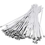 Stainless Steel Cable Ties, Deecam 100 Pcs 11.8 Inch Multi-Purpose Self-Locking Cable Metal Zip Ties, Suitable for Exhaust Wrapping, Binding Cable, Automotive, Garden Repair and Fixed Fence