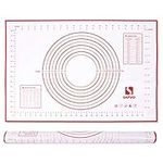 SAFVO Silicone Pastry Mat with Measurements for Baking Dough Rolling Fondant Kneading Non-Stick Non-Slip 15.7inch x 23.6inch Large (40cm x 60cm, 0.4mm Thick, Red)